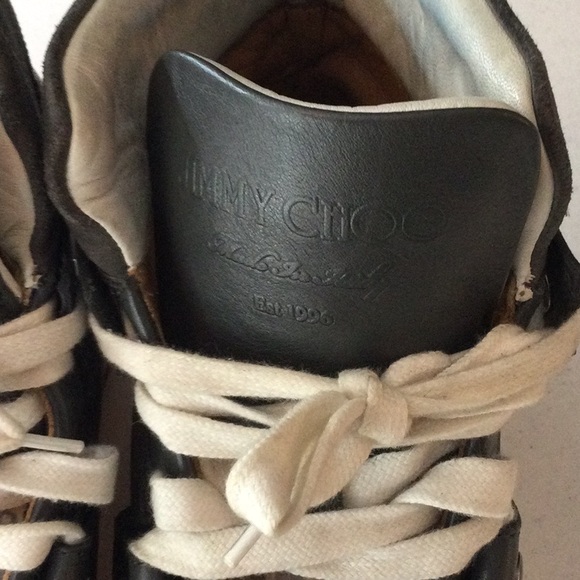 Jimmy Choo Gray High Top Leather Sneakers - Picture 3 of 14